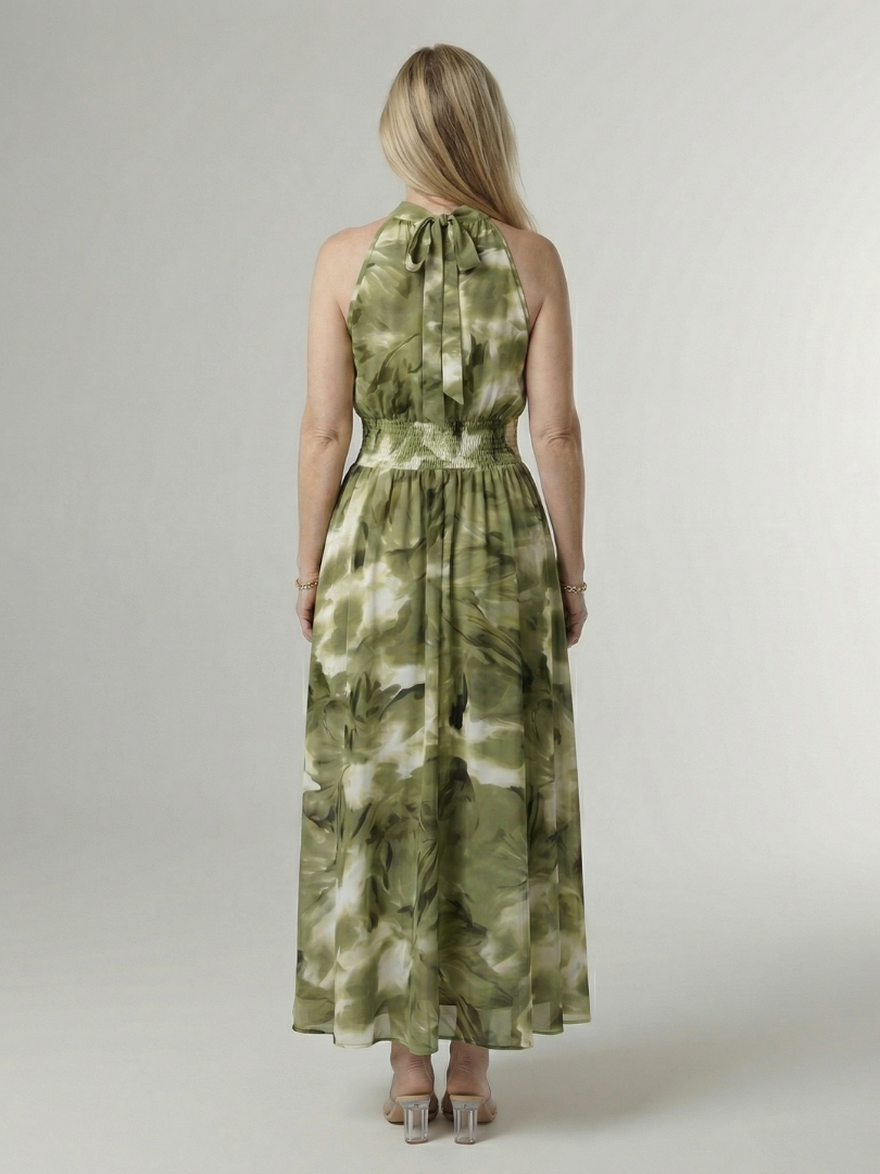 Kirayo | Vestido midi fruncido con cuello halter