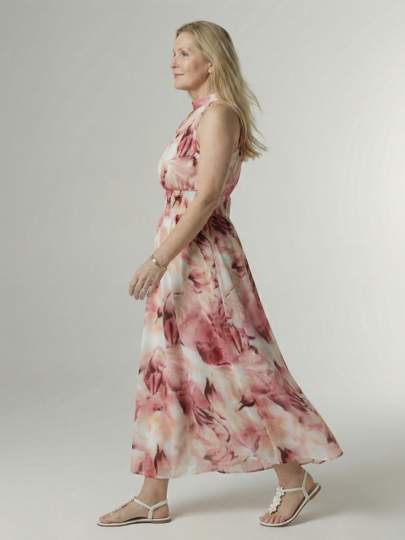 Kirayo | Vestido midi fruncido con cuello halter