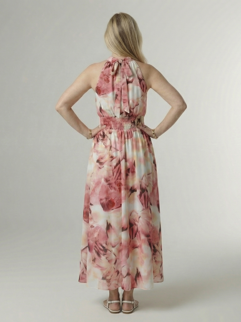 Kirayo | Vestido midi fruncido con cuello halter