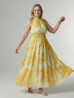Kirayo | Vestido midi fruncido con cuello halter