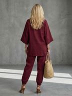 Amare | Túnica con escote en V y pantalón fruncido
