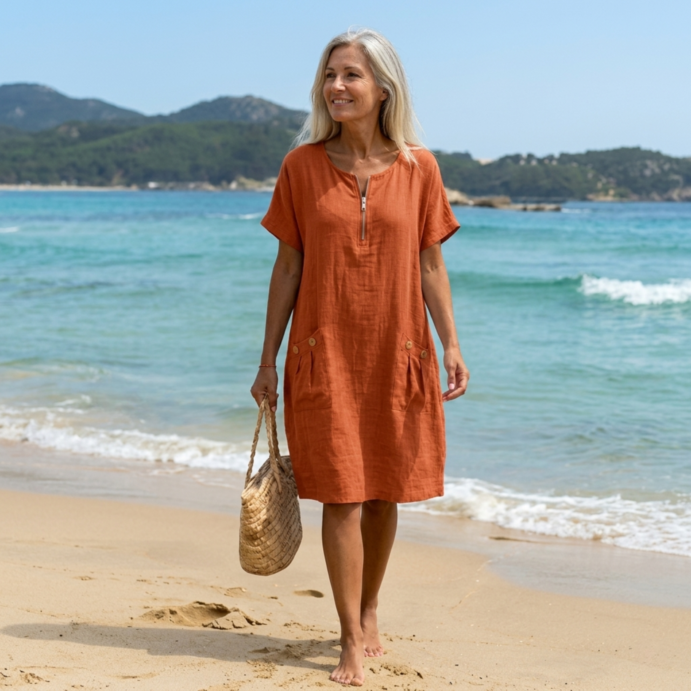 Hinoka | Vestido maxi con cremallera frontal