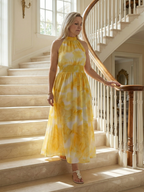 Kirayo | Vestido midi fruncido con cuello halter