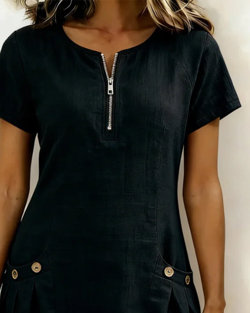 Akemi | Vestido de algodón con cremallera