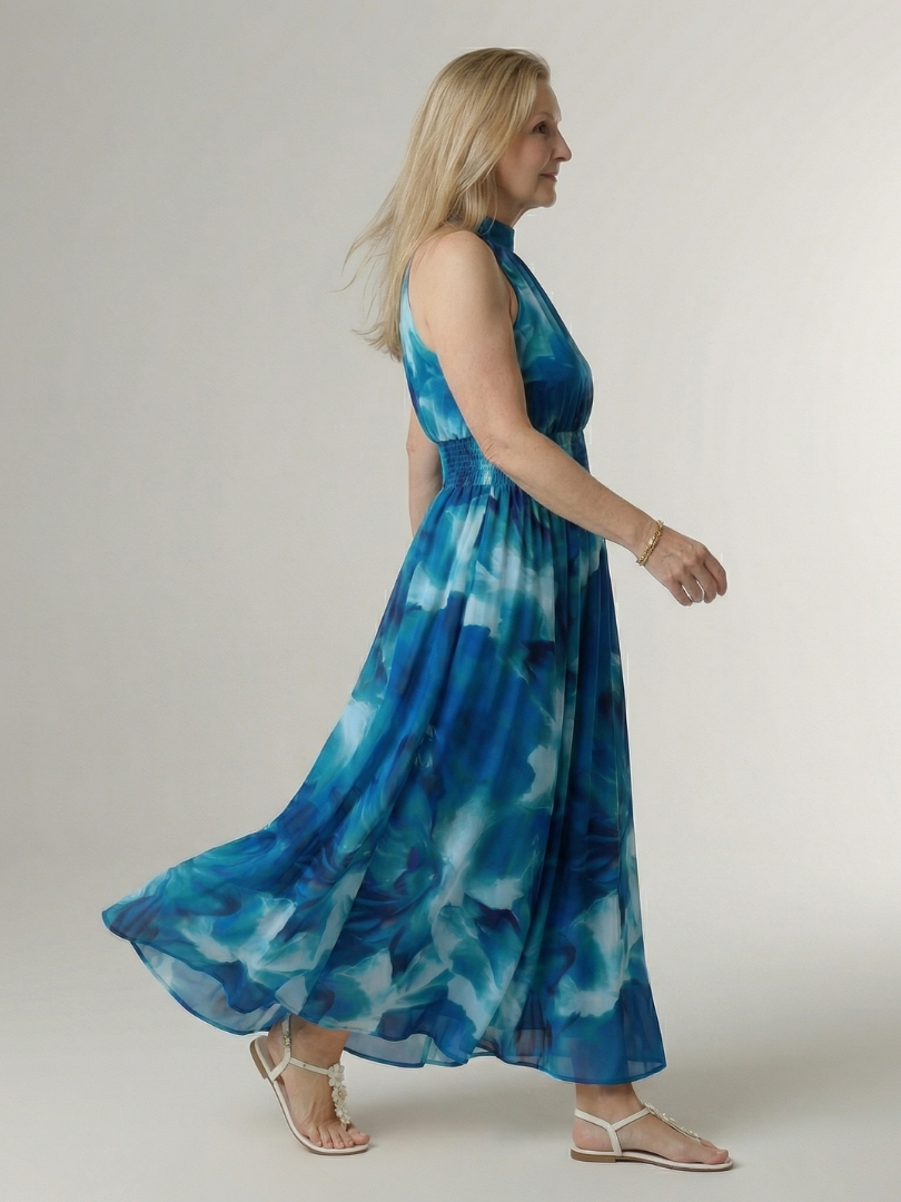 Kirayo | Vestido midi fruncido con cuello halter