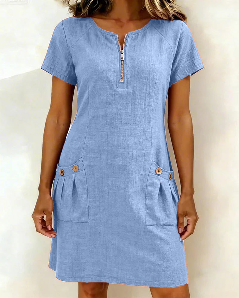 Akemi | Vestido de algodón con cremallera