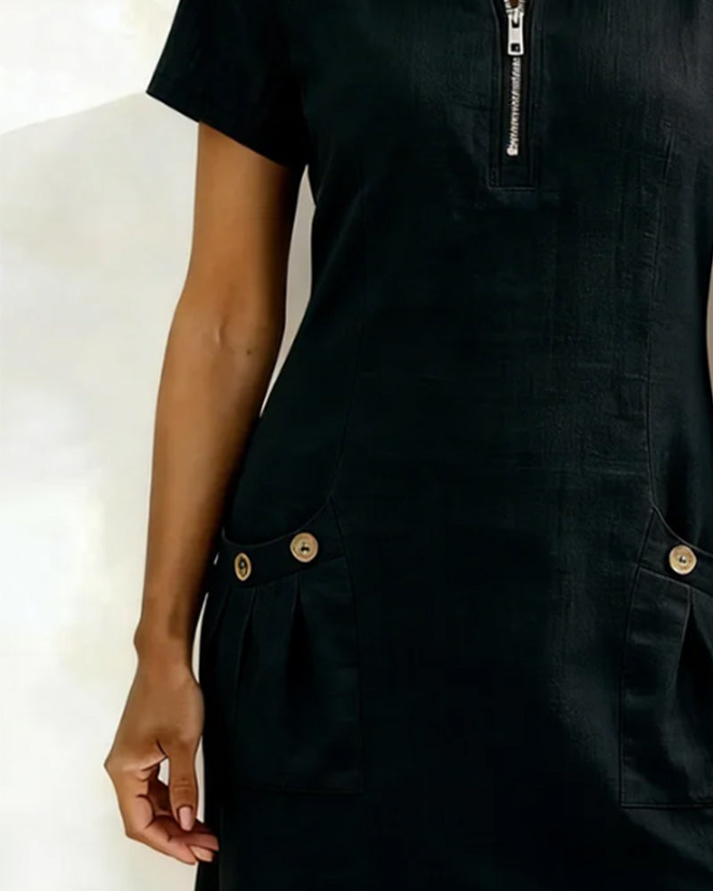 Akemi | Vestido de algodón con cremallera