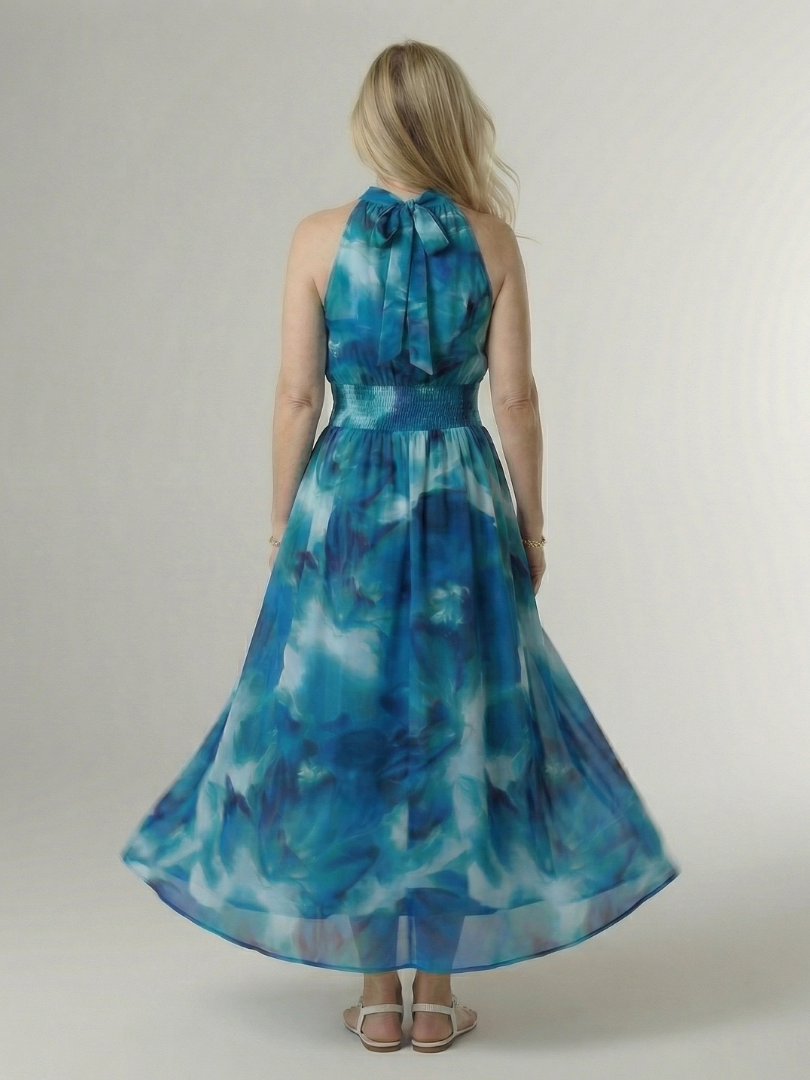 Kirayo | Vestido midi fruncido con cuello halter