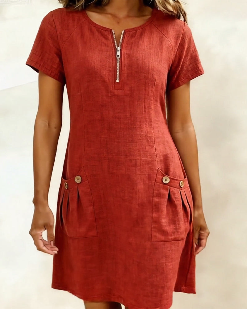 Akemi | Vestido de algodón con cremallera