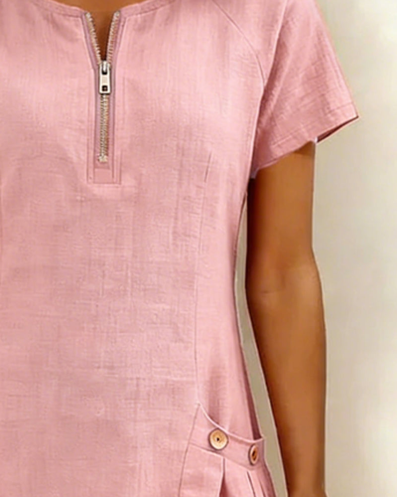 Akemi | Vestido de algodón con cremallera