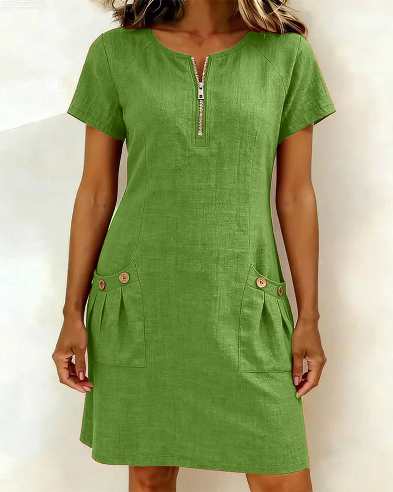 Akemi | Vestido de algodón con cremallera